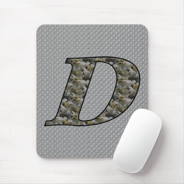 Monogrammed Initial D Hydrangea Floral Mousepad (With Mouse)