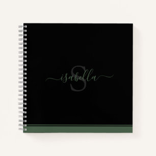 Monogrammed Initial Elegant Script Evergreen Notebook