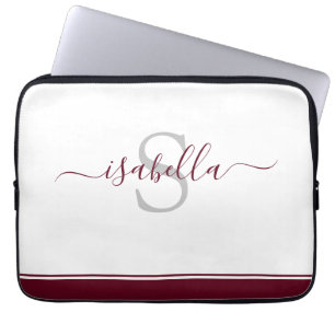 Monogrammed Initial Elegant Script  Laptop Sleeve