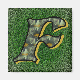 Monogrammed Initial F Black Daisies Magnet