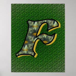 Monogrammed Initial F Black Daisies Poster