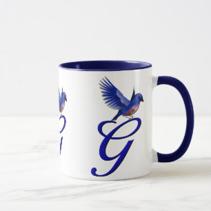 Monogrammed Initial G Elegant Bluebird Mug