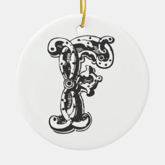 Monogrammed Initial Letter F Christmas Ornament -