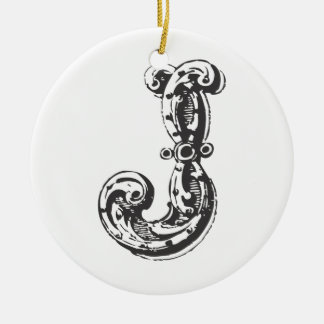 Monogrammed Initial Letter J Christmas Ornament -