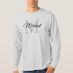 Monogrammed Initial Letter Name Mens Long Sleeve T-Shirt<br><div class="desc">Monogrammed Initial Letter Name Mens Long Sleeve Template Elegant Trendy Grey Basic Long Sleeve T-Shirt.</div>