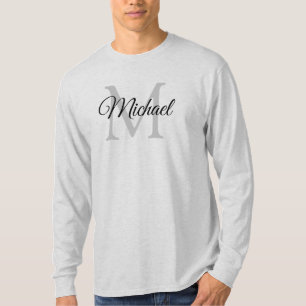 Monogrammed Initial Letter Name Mens Long Sleeve T-Shirt