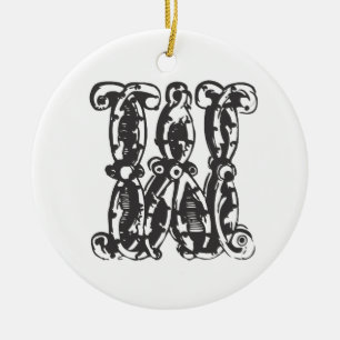 Monogrammed Initial Letter W Christmas Ornament -