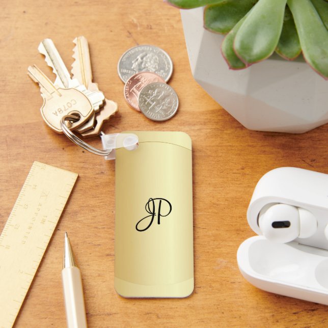 Monogrammed Initial Name Faux Gold Trendy Key Ring (Desk)