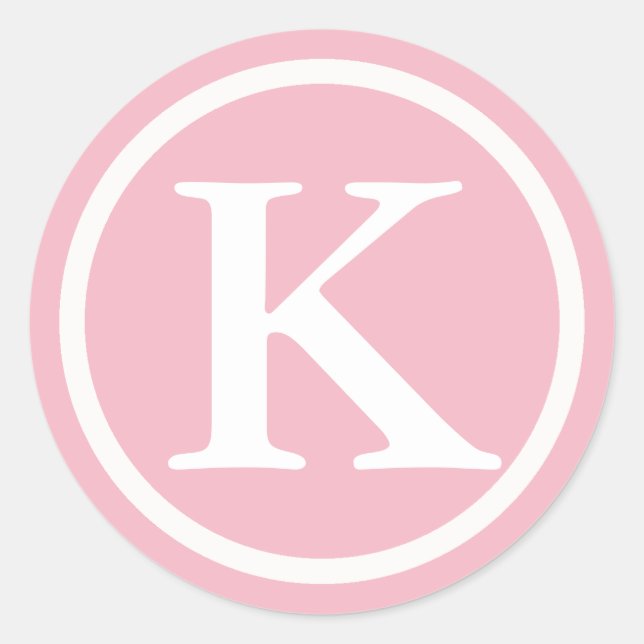 Monogrammed Initial Pink and White Letter Sticker (Front)