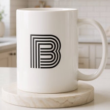 Monogrammed Initial Simple Minimalist Modern Black