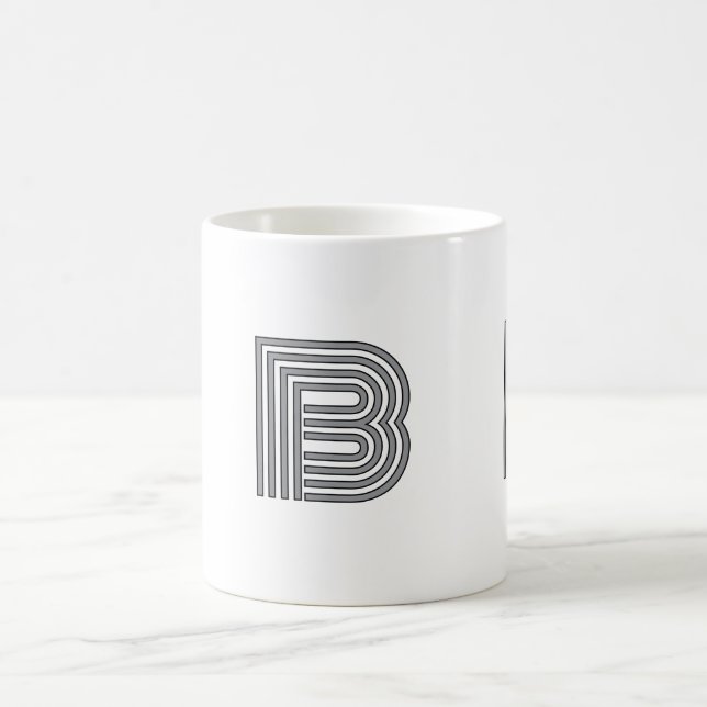 Monogrammed Initial Simple Minimalist Modern Black Coffee Mug (Center)
