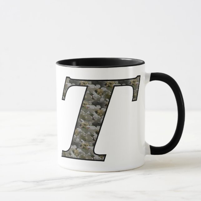 Monogrammed Initial T Hydrangea Floral Mug (Right)