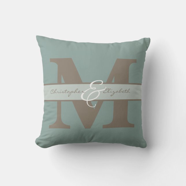 Monogrammed initial w/ names on front & back cushion (Front)