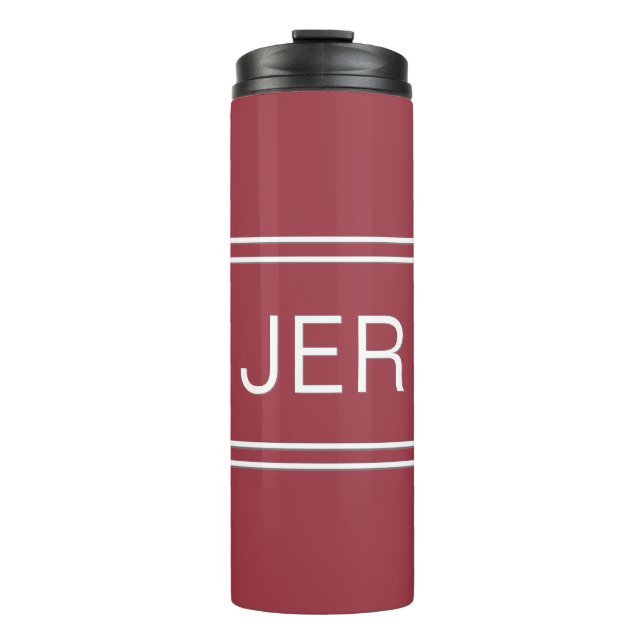 Monogrammed Initials Crimson Red Travel Drinkware Thermal Tumbler (Front)
