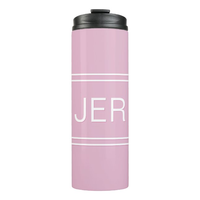 Monogrammed Initials Drinkware Chic Girly Pink Thermal Tumbler (Front)