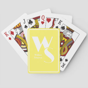 Monogrammed Initials Name Yellow White Table Game Playing Cards