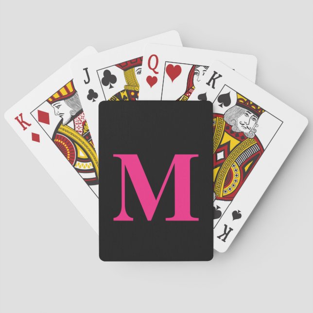 Monogrammed Initials Pink Black Girly Gift Favour Playing Cards (Back)