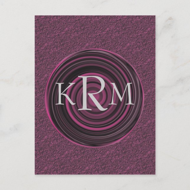 Monogrammed Initials Plum Swirls Postcard (Front)