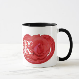 Monogrammed Initials Rose Floral Mug
