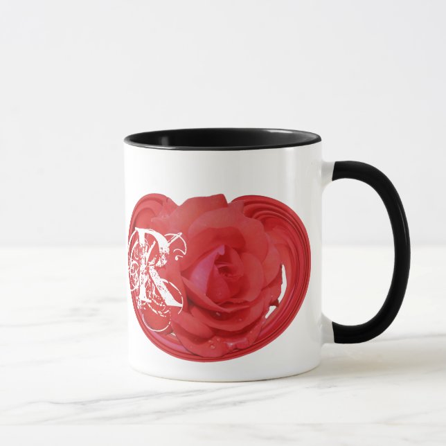Monogrammed Initials Rose Floral Mug (Right)