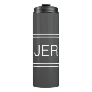 Monogrammed Initials Stylish Travel Drinkware Grey Thermal Tumbler