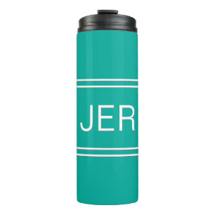 Monogrammed Initials Teal Green Travel Drinkware Thermal Tumbler