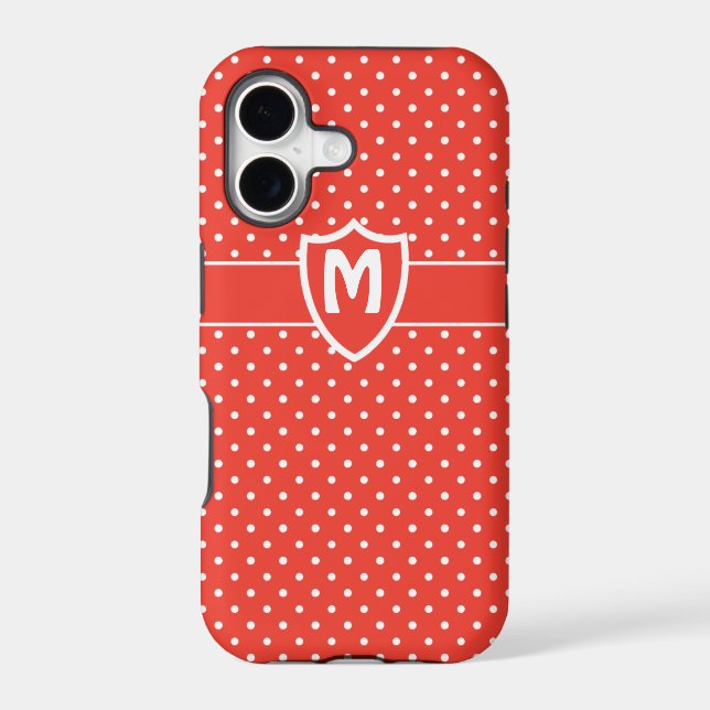 Monogrammed iPhone 5 Case, Red Polka Dots (Back)