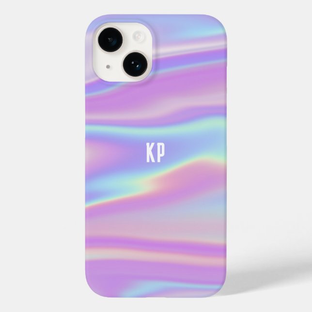 Monogrammed Iridescent Girly Abstract Contemporary Case-Mate iPhone Case (Back)