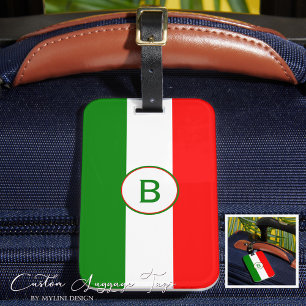 Monogrammed Italian Flag Luggage Tag