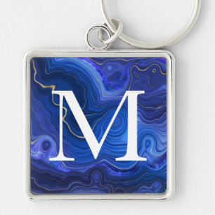 Monogrammed Lapis Lazuli Key Ring