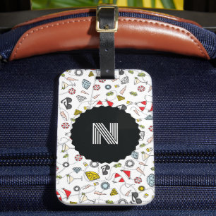 Monogrammed Las Vegas Pool Party Pattern Luggage Tag