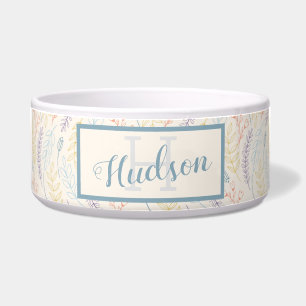 Monogrammed Last Name Monogram Pastel Pattern Dog 
