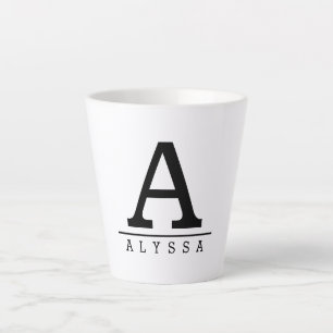 Monogrammed latte mug with custom name initial