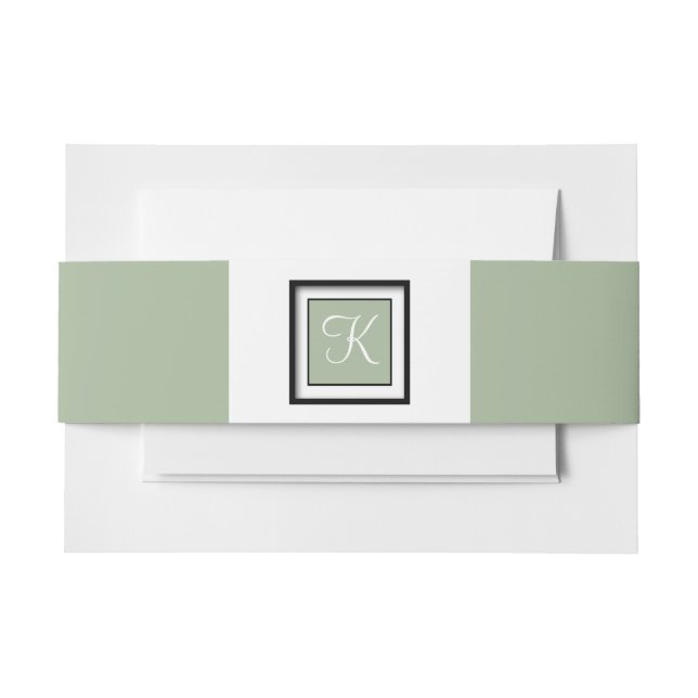 Monogrammed Laurel Green Invitation Belly Band (Front Example)