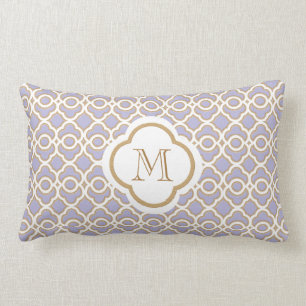 Monogrammed Lavender and Gold Moroccan Lumbar Cushion