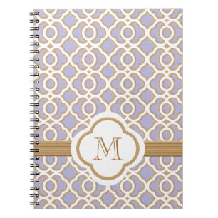 Monogrammed Lavender and Gold Moroccan Notebook