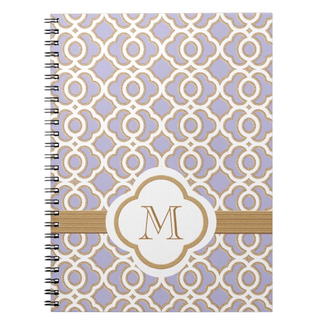 Monogrammed Lavender and Gold Moroccan Notebook (Front)
