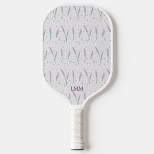 Monogrammed Lavender Hearts Girly Pretty Preppy Pickleball Paddle