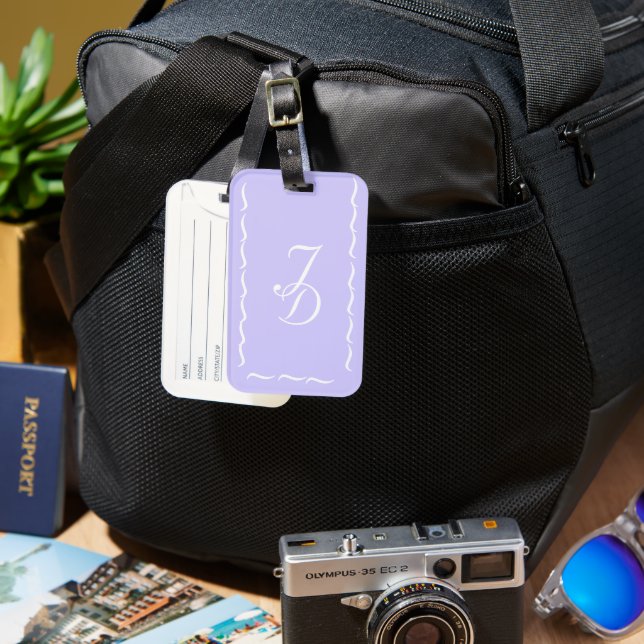 Monogrammed Lavender Luggage Tag (Front & Back)