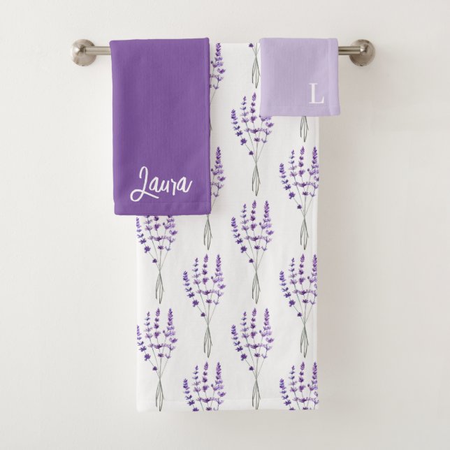 Monogrammed Lavender Towel Set (Insitu)