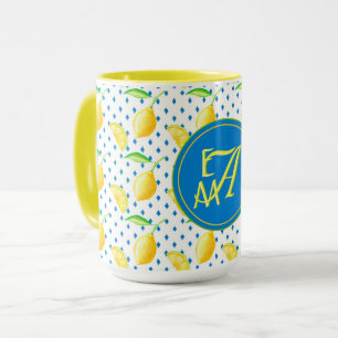 Monogrammed Lemon Tree Royal Blue Home Decor Mug