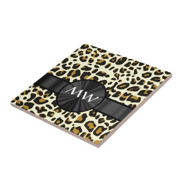 Monogrammed leopard print tile (Side)