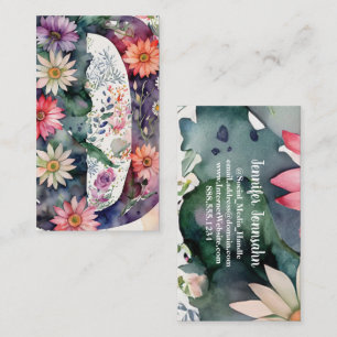 Monogrammed Letter D Simple Chic Floral Watercolor Business Card