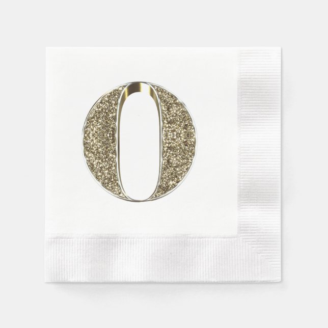 Monogrammed Letter Initial O Gold Sparkles Elegant Napkin (Front)
