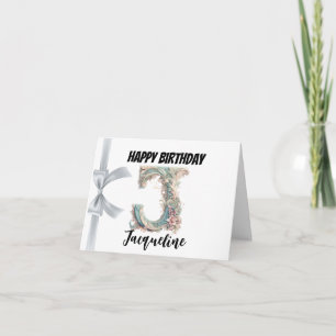 Monogrammed letter "J" Happy Birthday Card