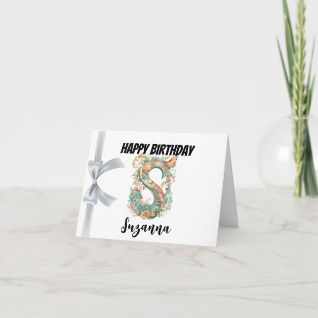 Monogrammed letter "S" Happy Birthday Card (Front)