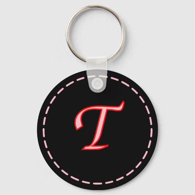 Monogrammed Letter T  Keychain (Front)