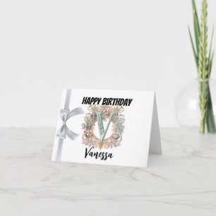 Monogrammed letter "V" Happy Birthday Card