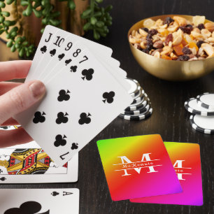 Monogrammed LGBT Pride Rainbow Gradient Diagonal Playing Cards