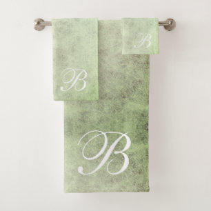 Monogrammed Light Sage Green Bath Towel Set